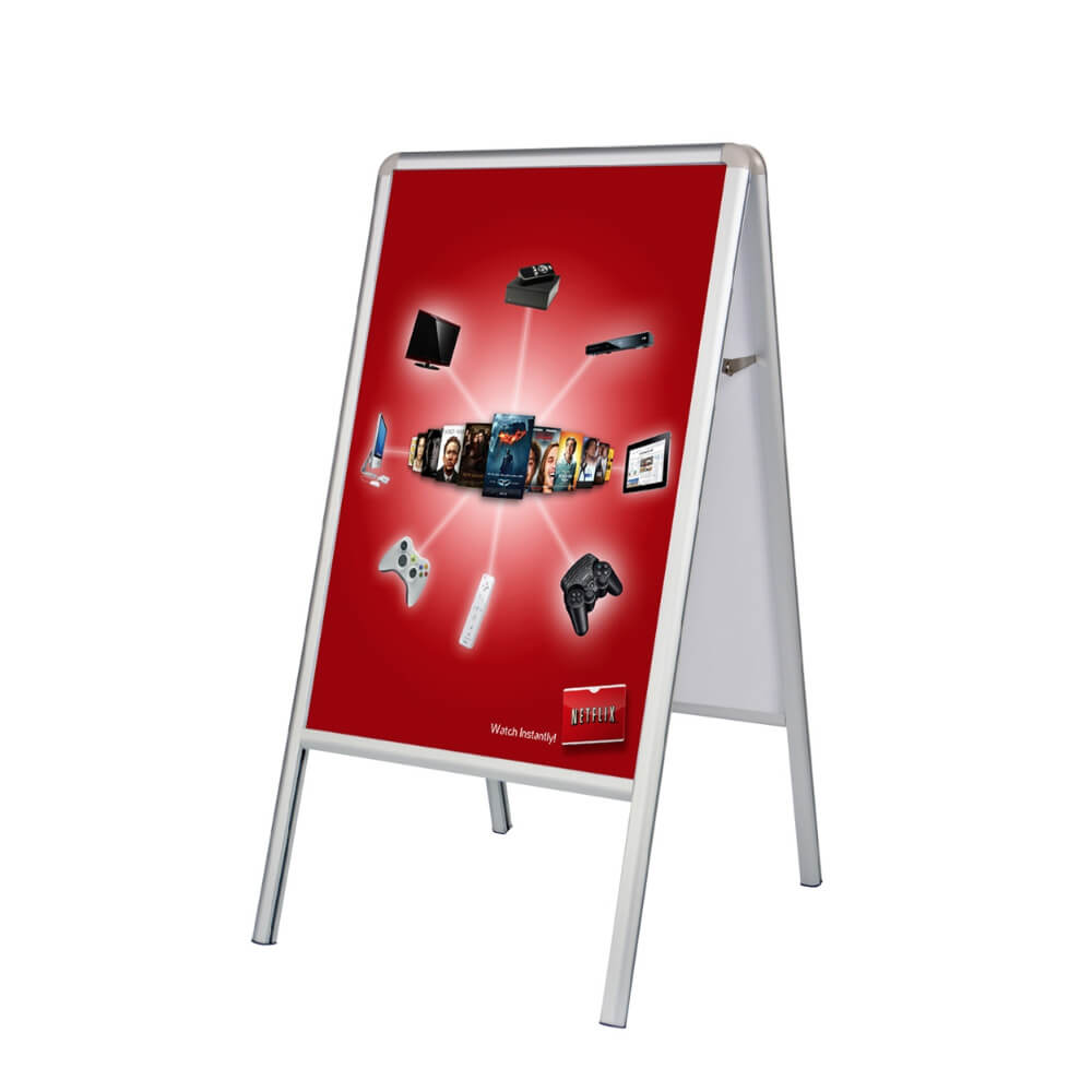 A Frame Double Sided Sidewalk Poster Sign with Vinyl Prints megastore printing