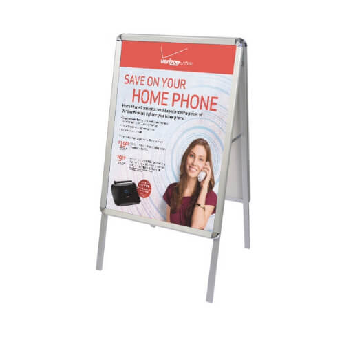 A Frame Snap Open Sidewalk Poster Stand with Vinyl Prints megastore printing