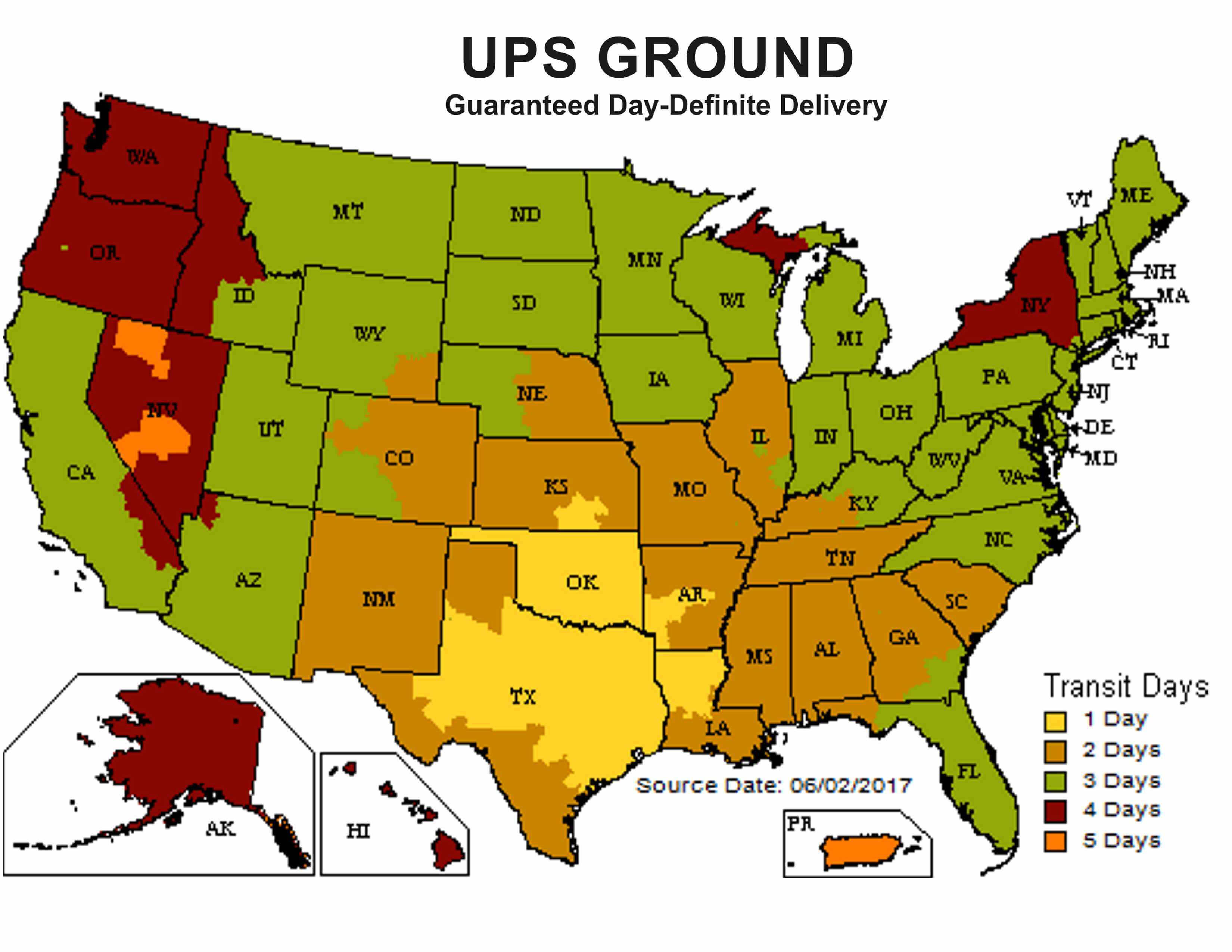 UPS shipping zones from texas