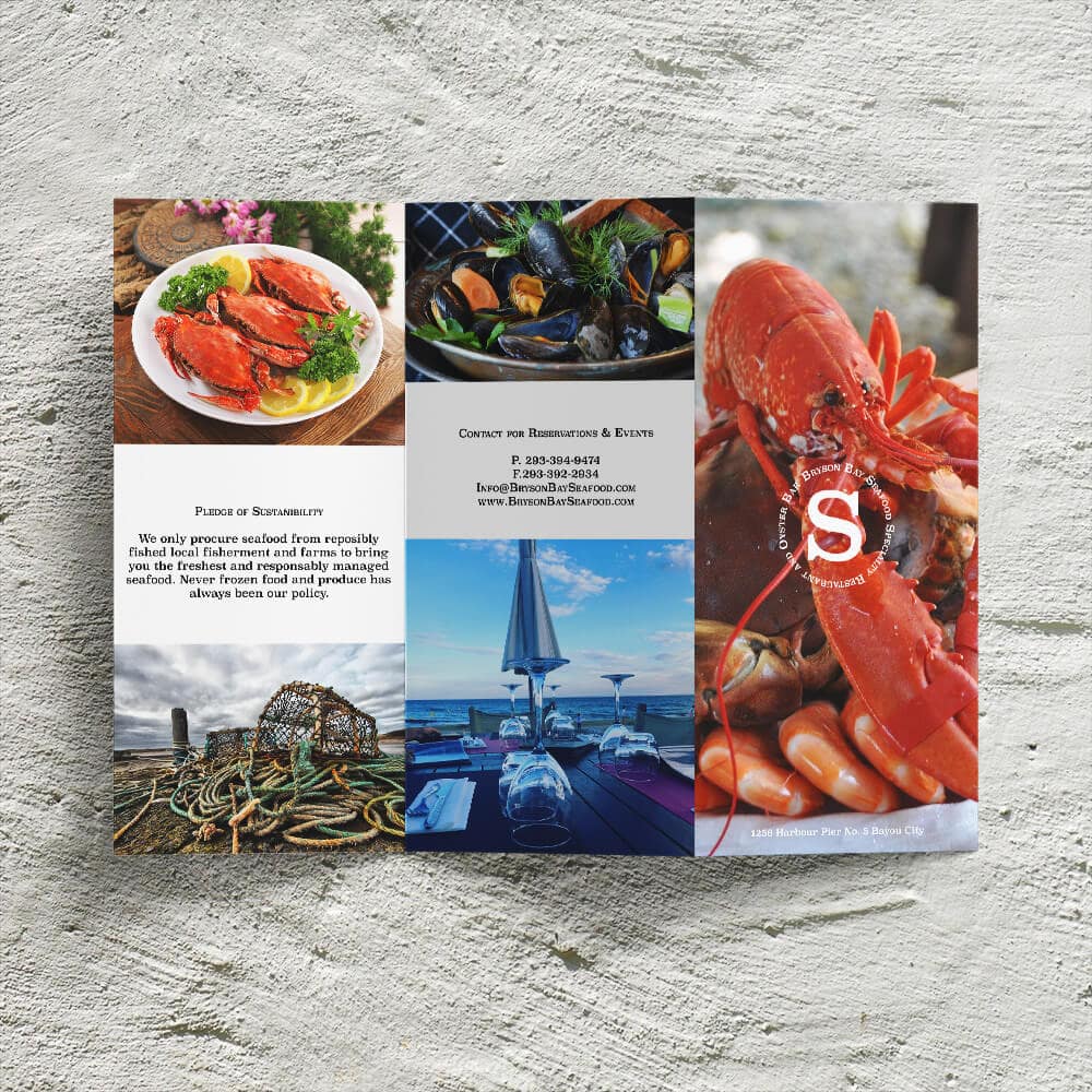 8.5x14 brochure bryson bay seafood z fold megastore printing